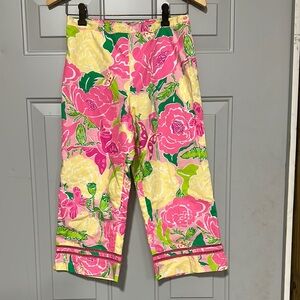 Lilly Pulitzer Pink and Yellow Casual Capri Bottoms /‎ KD